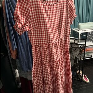 Red and White Gingham Dress